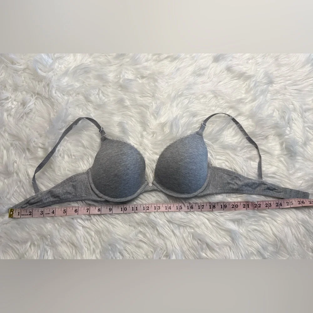 Maidenform | 36B Heather Gray Cotton Push-Up Bra With Underwire and Cute Accents